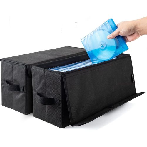 Lot De 2 Botes De Rangement Pour Dvd 43,8 X 15,9 X 20,3 Cm, Le Conteneur Peut Contenir 40 Dvd Dans Des Botiers Pleins, 80 Dvd Dans Des Botiers Fins Et 200 Disques Dans De[GBP6271608]
