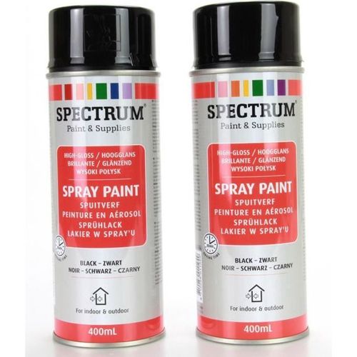Lot De 2 Bombes Noir Brillante Peinture En Arosol 400ml Bois,Mtal,Plastique