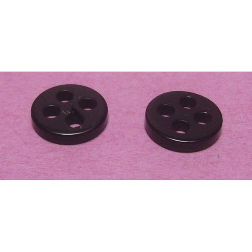Lot De 2 : Bouton  4 Trous - Noir Uni Avec Gorge - Rsine - Diamtre 11,3 Mm X Ep. 2 Mm