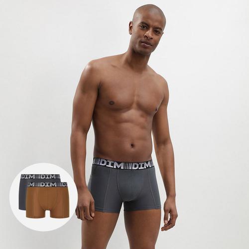 Lot De 2 Boxers Homme Respirants Marron Gris 3d Flex Air