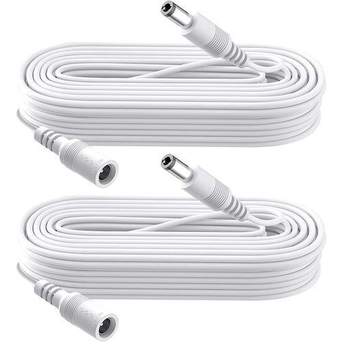 Lot De 2 Cbles D'extension D'alimentation Cc 12 V Pour Camra De Scurit Cctv Dvr Autonome, Rallonge Cc 5,5 Mm X 2,1 Mm, 3 M