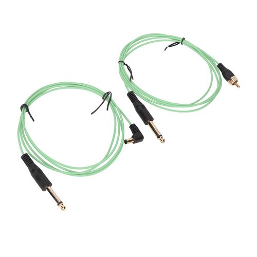 Lot de 2 cables RCA pour tatouage, 1,8 m, diametre exterieur 2,2 mm, courant stable, forte conductivite, vert