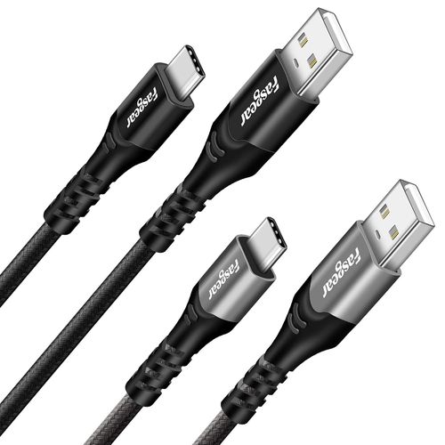 Lot De 2 Cbles Usb De Type C De 0,9 M - Cble De Charge Usb C En Nylon Tress Compatible Avec Galaxy S10 S9 Moto G7 Oneplus 7pro Nokia 7.1 Sony Xperia L1 Huawei P20 Lite (Noir,Gris)
