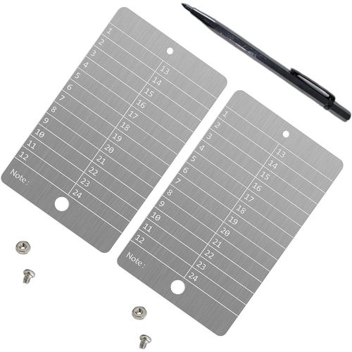 Lot De 2 Cartes En Acier Pour Cryptomonnaie Avec Stylo Et Vis De Gravure Ignifuge, Durable, Scuris Bitcoin, Argent., Pocket Size, Contemporain[X589]