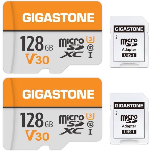 Lot De 2 Cartes Mmoire 128 Go Micro Sdxc,Compatible Avec Gopro Camra Drone Tablette Samsung Sony,Haute Vitesse Pour 4k Uhd Vido,A1 U3 C10 Avec Mini tui Et Adaptateur Sd.