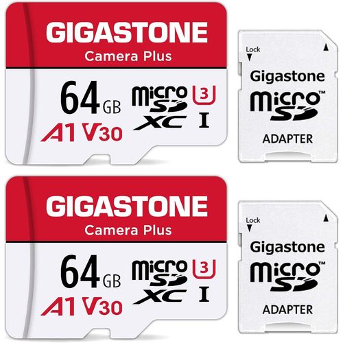 Lot de 2 Cartes Micro SD 64 Go avec 2 adaptateurs SD + 2 Mini-tuis,Camera Plus,Enregistrement vido 4K,Haute Vitesse 95 Mo/s,Compatible avec Nintendo Switch,MicroSDXC UHS-I A1 V30 U3