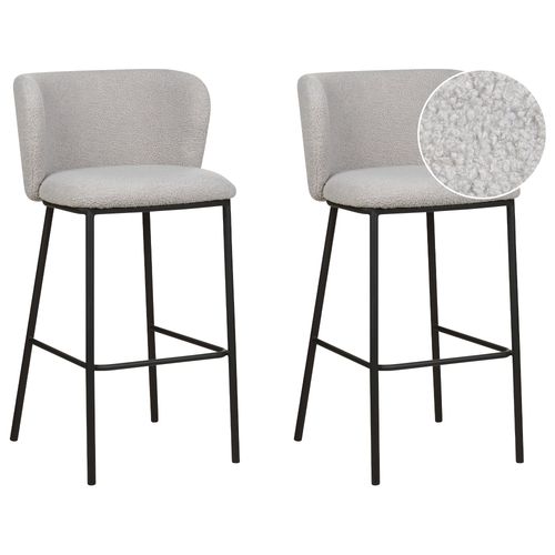Tabouret De Bar Set De 2 Boucl Gris Clair Mina