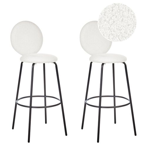 Lot De 2 Tabourets De Bar Emery Boucl Blanc