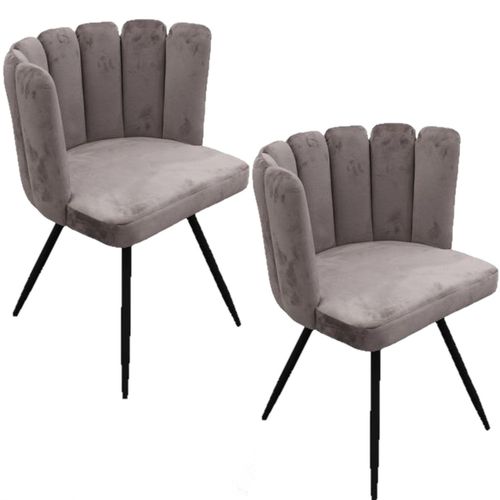 Lot De 2 Chaises Design Effet Velours Ariel - Gris
