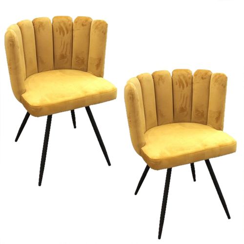Lot De 2 Chaises Design Effet Velours Ariel - Jaune