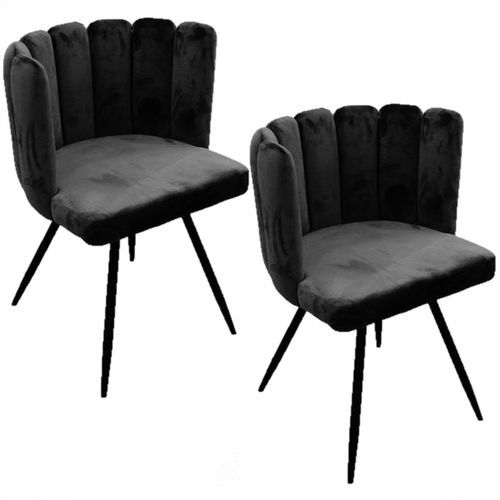 Lot De 2 Chaises Design Effet Velours Ariel - Noir