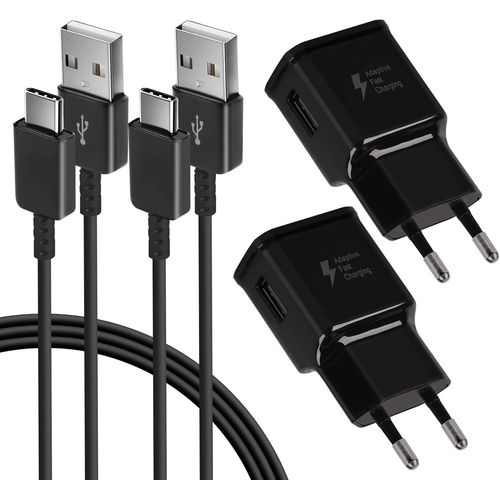 Lot de 2 Chargeurs Rapides et Adaptateurs avec Cble de Charge USB Type C de 1,5 m pour Samsung Galaxy S22/S21/S20/S20+/S10/S10+/S10e/S9+/S8Plus/Edge/Active/A71/A52/A53 5G /Note 8/9/10/20.[F51]