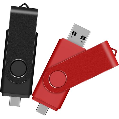 Lot de 2 cls USB C 128 Go,cl USB 3.0 pour tlphone et pad,cl USB 2 en 1 (USB-C et USB-A),pour tlphone/tablette/tlphones Android et ordinateurs.