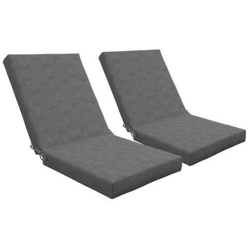 Lot De 2 Coussins Galettes De Chaise De Jardin - Dim. 112l X 51l X p. 8 Cm - Cordons Attache - Polyester Dperlant Anthracite