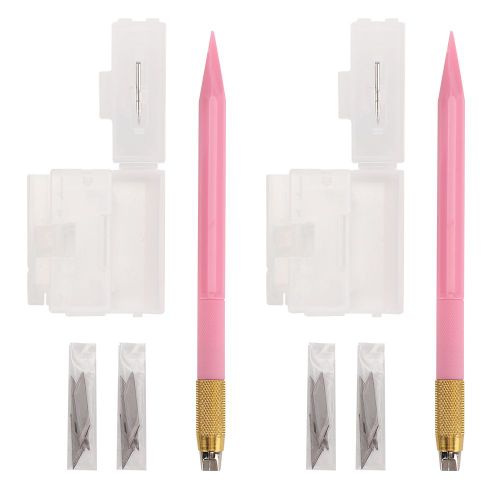 Lot De 2 Couteaux A Decouper, Stylo De Gravure, Lame A 30 Degres, Outils De Coupe Pour Tampons En Caoutchouc, Autocollants Diy, Rose