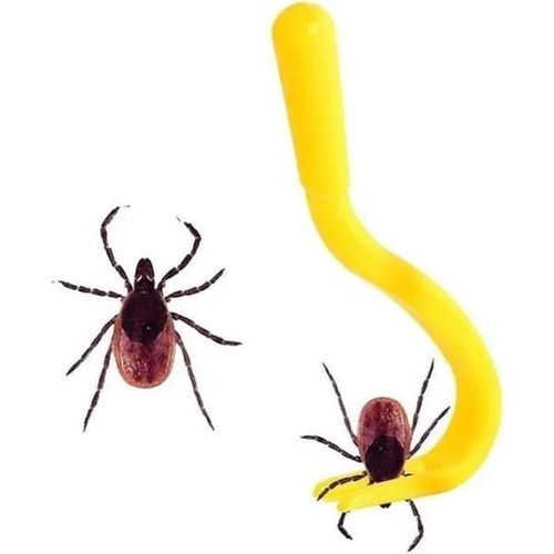 Lot De 2 Crochets Tire Tique Animaux Homme Chien Chat Set 2 Ticks Hooks - Jaune