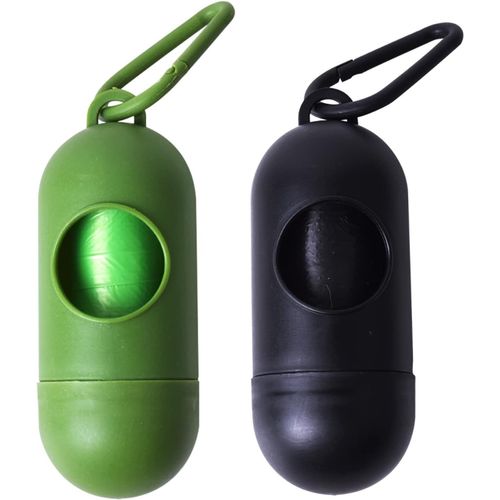 Lot De 2 Distributeurs De Sacs  Djections Canines Avec Clip De Transport Et 30 Sacs  Djections Canines Support De Sac  Djections Canines Vert Fonc Et Noir Accessoire Pour Promener Votre Chien