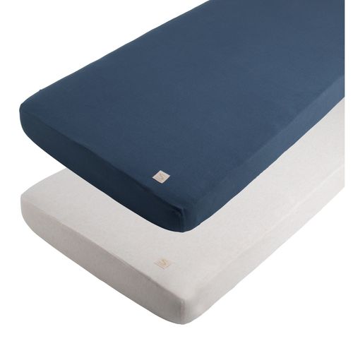 Lot De 2 Draps Housse En Coton Pour Lit Bb