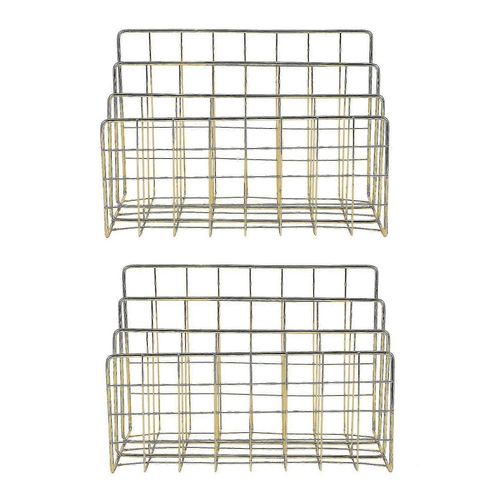 Lot De 2 tagres De Rangement En Fer De Style Nordique, Support De Livres, tagre De Bureau  Trois Niveaux Pour Magazines (Dor) Hy