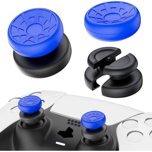 Lot De 2 Extensions De Joystick Et Coque En Silicone Pour Manette De Ps5 Et Ps4 (Turbo Bleu Fonc)