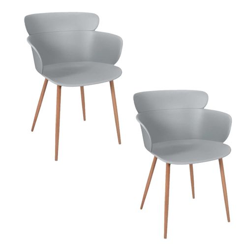 Lot De 2 Fauteuils Coque Lorens En Polypropylne Et Mtal - Gris Et Marron