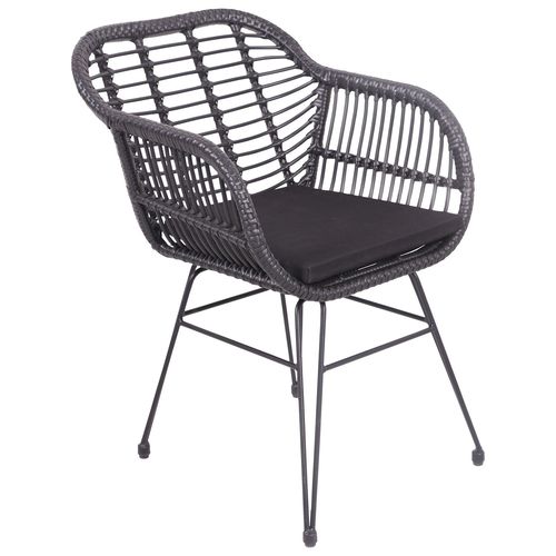 Lot De 2 Fauteuils En Rotin Synthtique Noirs Avec Coussins Cinta
