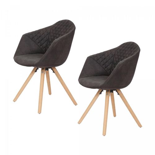 Fauteuil Semi Artisanal Lot De 2 Apa 55x59x82 Noir Et Marron