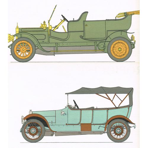 Lot De 2 Illustrations Profil Tacot : Albion 1910 & Argyll 1914 (Format 18x24 Cm Chacune / Idalement  Encadrer)