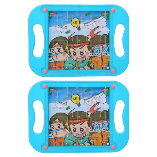 Lot de 2 labyrinthes educatifs en plastique pour enfants, jeu de societe d'entrainement cerebral, jouet educatif, bleu
