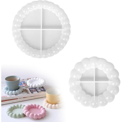 Lot De 2 Moules En Rsine Pour Dessous De Verre En Silicone Moules  Dessous De Verre En Rsine,Moules En Rsine Pour Dessous De Verre En Silicone Pour Fabrication De Dessous De Verre
