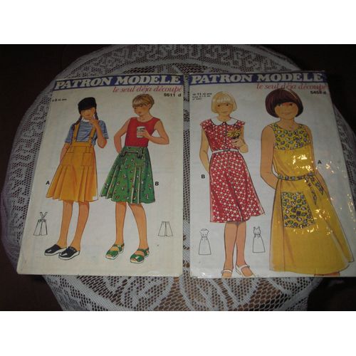 Lot De 2 Patrons Modles ,Le Seul Dj Dcoup N 5511d ( Jupe  Bretelles 8-9-10 Ans ,N 5458 ( Robes 10-11-12 Ans ) .