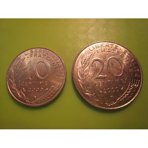 Lot De 2 Pices De Monnaie 10 Et 20 Centimes Marianne France 2000