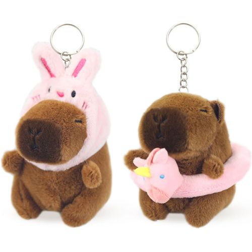 Lot De 2 Porte-Cls Capybara En Peluche - Pendentif Capybara Pour Sac  Dos - Cadeau D'anniversaire - Boue Avec Licorne, Marron, Xl