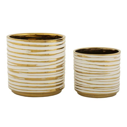 Lot De 2 Pots Dcoratifs Mf385, Or, 23x23x22 Cm, Epikasa
