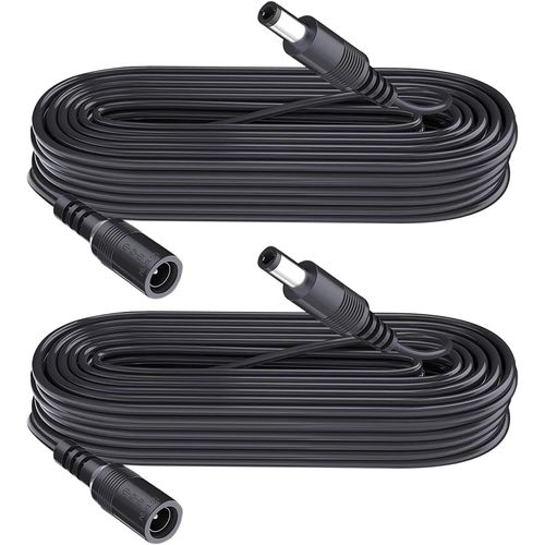 Lot de 2 rallonges d'alimentation CC 5,5 mm x 2,1 mm, pour camra de vidosurveillance, camra IP WiFi, DVR, Bande LED, cble d'extension Adaptateur d'alimentation DC, Noir, 3 m