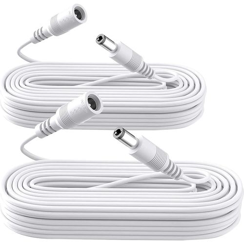 Lot de 2 rallonges d'alimentation CC de 6 m, 2 rallonges d'adaptateur d'alimentation CC 12 V 2,1 mm x 5,5 mm, compatibles avec l'alimentation de l'adaptateur CC 12 V pour camra IP de scurit