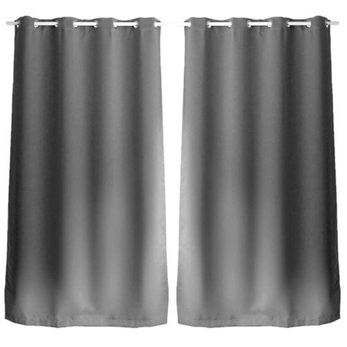 Lot De 2 Rideaux Unis Occultants Avec Illets - 140 X 240 Cm - Gris