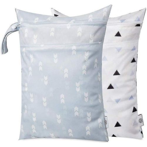 Lot De 2 Sacs  Couches Rutilisables Et Impermables Avec Fermeture clair, Design Portable Pour Articles Humides Et Secs, 40 X 27,5 Cm