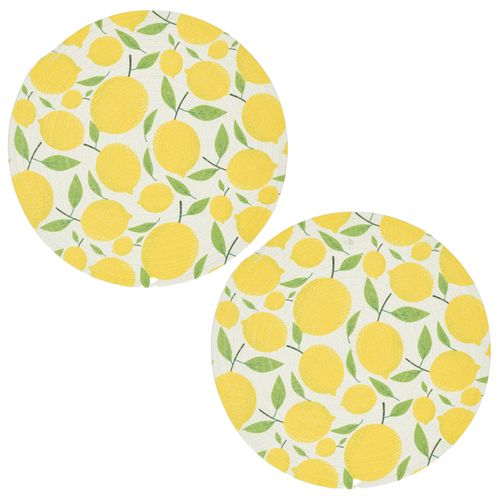 Lot De 2 Sets De Table En Polyester 38x38 Cm Collection Limone Motifs Citrons Jaune
