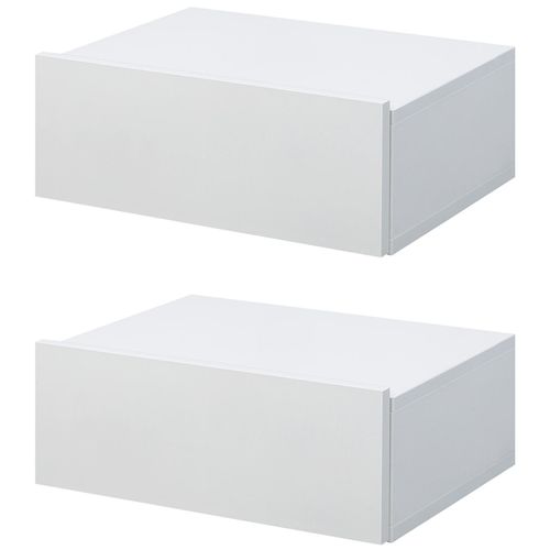 Lot De 2 Tables De Chevet Murales - Lot De 2 Tables De Nuit - Tiroir Coulissant, Plateau - Panneaux Particules Blanc
