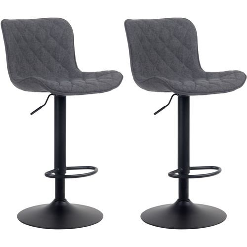Lot De 2 Tabourets De Bar Ajustables Pivotants Tissu Noir