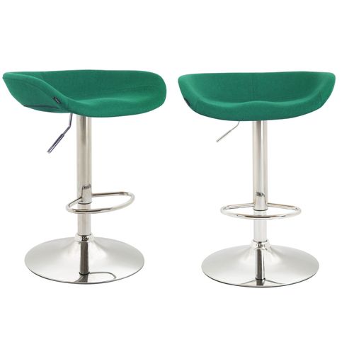 Lot De 2 Tabourets De Bar Assise Rglable En Hauteur Et Pivotant En Feutrine Vert Pieds Tulipe En Mtal Chrom Avec Repose-Pieds Tdb10262