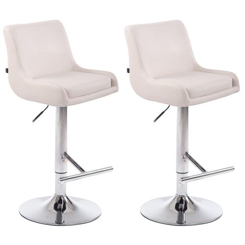 Lot De 2 Tabourets De Bar Avec Repose-Pied Design Moderne En Synthtique Blanc Pieds En Mtal Aspect Chrom Tdb10463