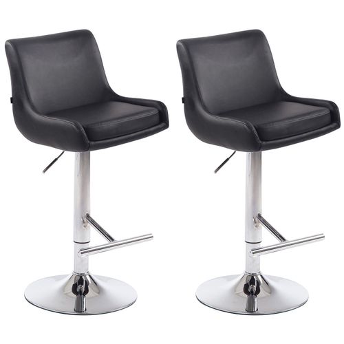 Lot De 2 Tabourets De Bar Avec Repose-Pied Design Moderne En Synthtique Noir Pieds En Mtal Aspect Chrom Tdb10462