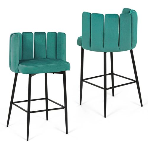 Lot De 2 Tabourets De Bar Design En Velours Vert Debby