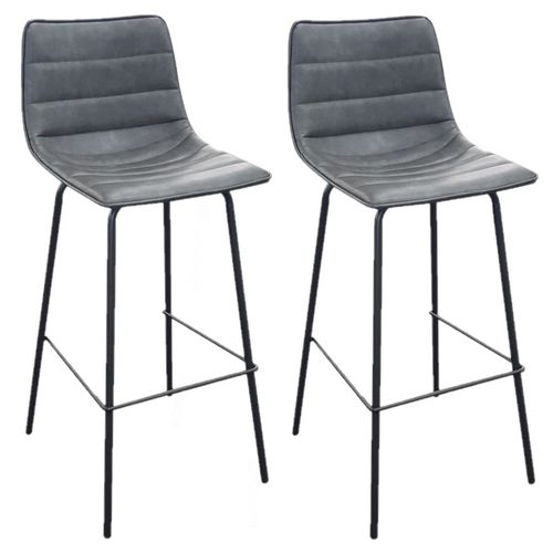 Lot De 2 Tabourets De Bar Design Industriel Brooklyn - Gris