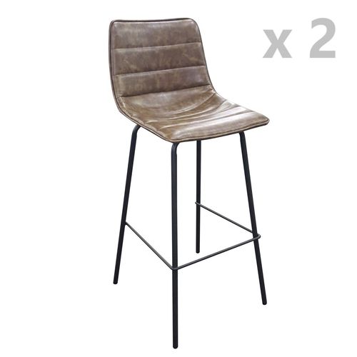 Lot De 2 Tabourets De Bar Design Industriel Brooklyn - Kaki