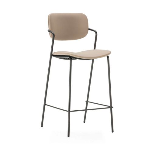 Lot De 2 Tabourets De Bar En Simili Cuir Et Mtal H67 Cm - Beige