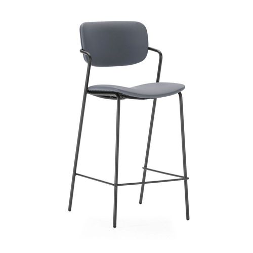 Lot De 2 Tabourets De Bar En Simili Cuir Et Mtal H67 Cm - Gris Fonc