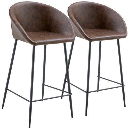 Lot De 2 Tabourets De Bar En Simili Marron Achille